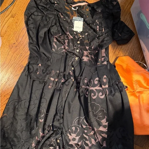 Free people shadow dance midi black and pink lace NWT - Picture 4 of 5